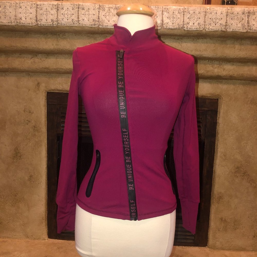 Fuschia asymetrical track jacket
